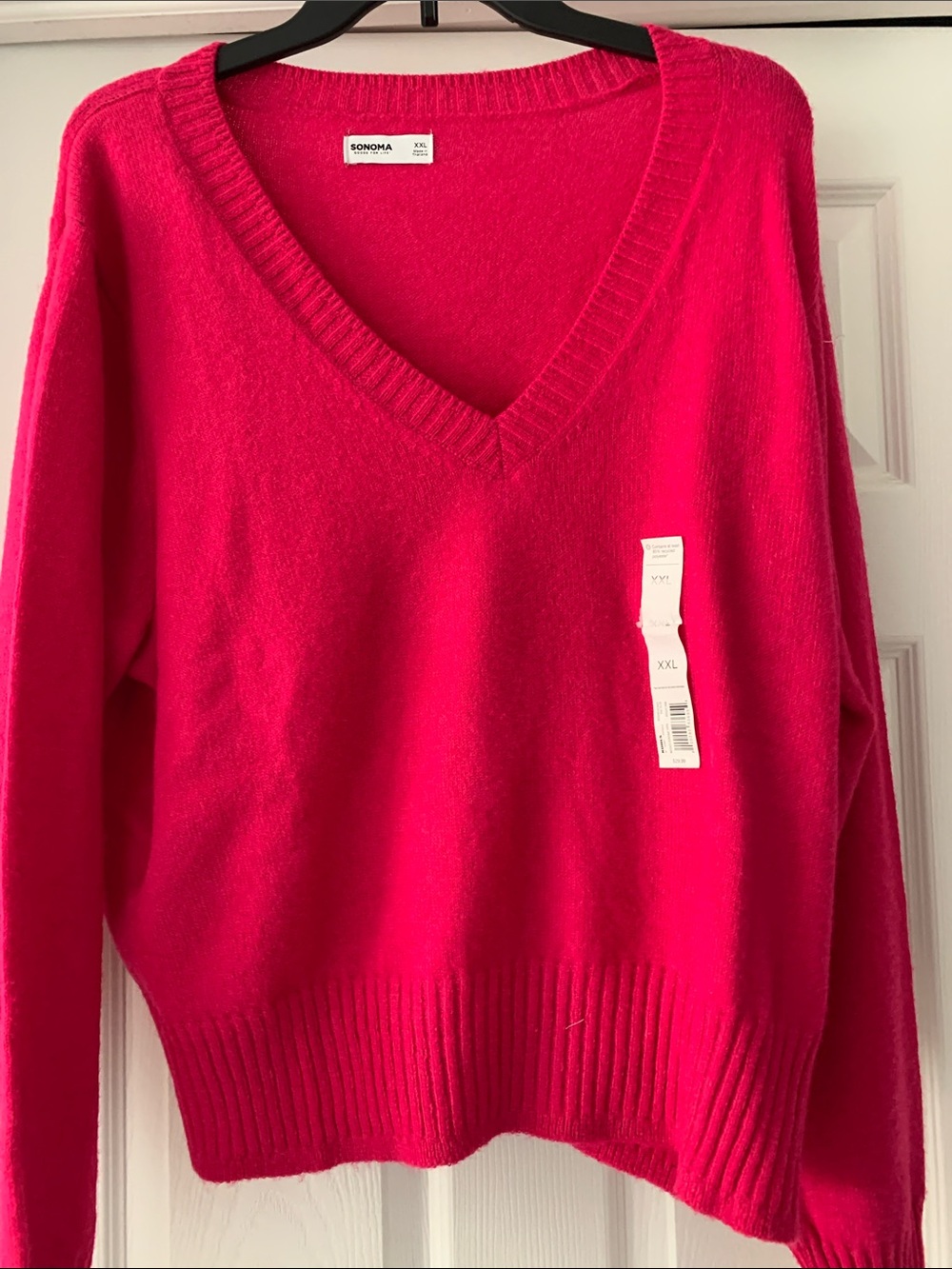 Sonoma V-Neck Sweater in Hot Pink